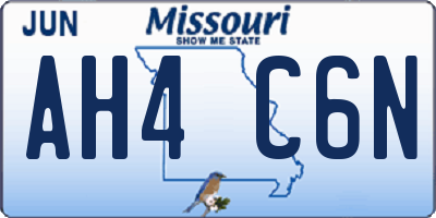 MO license plate AH4C6N
