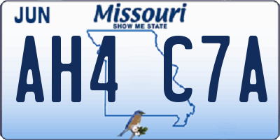 MO license plate AH4C7A