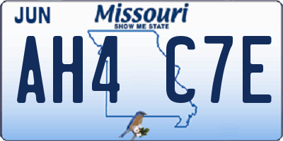 MO license plate AH4C7E