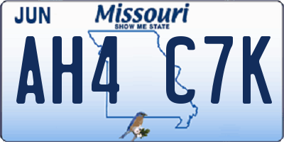 MO license plate AH4C7K