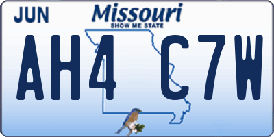MO license plate AH4C7W