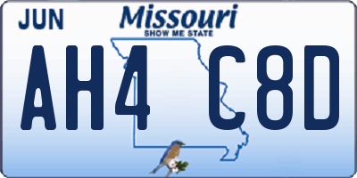 MO license plate AH4C8D