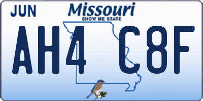 MO license plate AH4C8F