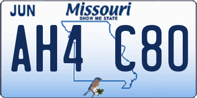 MO license plate AH4C8O