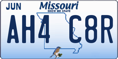 MO license plate AH4C8R