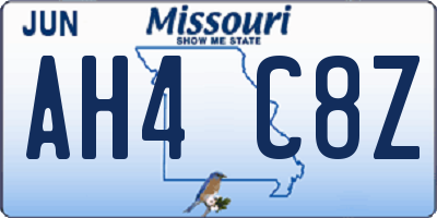 MO license plate AH4C8Z