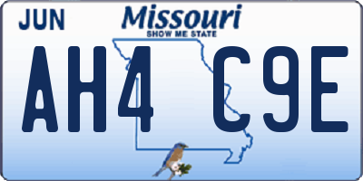 MO license plate AH4C9E