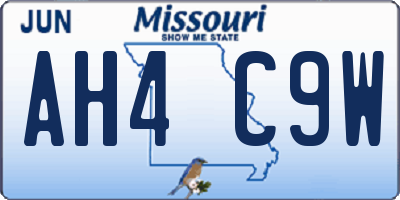 MO license plate AH4C9W
