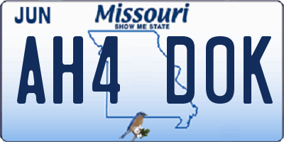 MO license plate AH4D0K