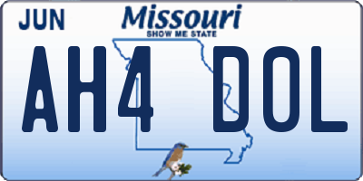 MO license plate AH4D0L