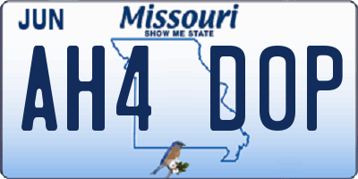MO license plate AH4D0P