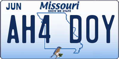 MO license plate AH4D0Y