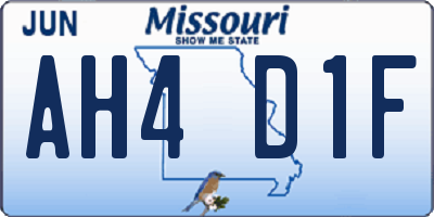 MO license plate AH4D1F