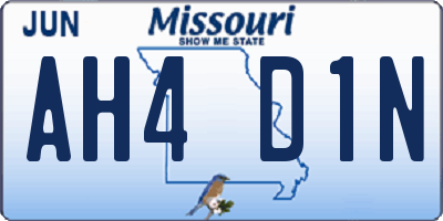 MO license plate AH4D1N