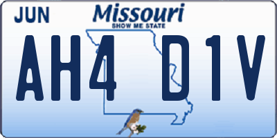 MO license plate AH4D1V