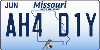MO license plate AH4D1Y
