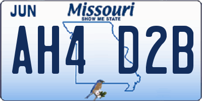 MO license plate AH4D2B