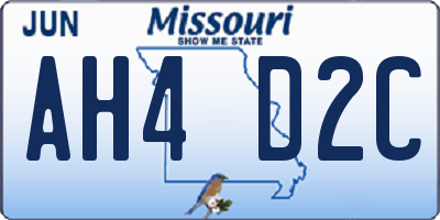 MO license plate AH4D2C