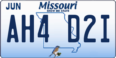 MO license plate AH4D2I