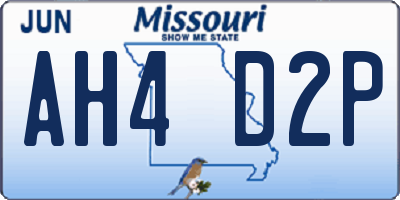 MO license plate AH4D2P