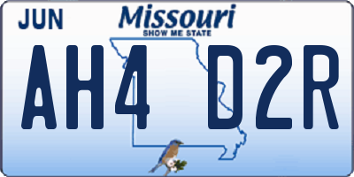 MO license plate AH4D2R