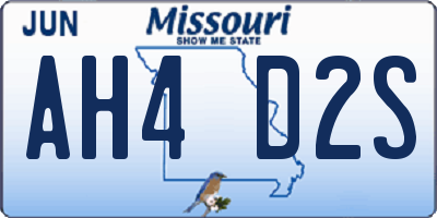 MO license plate AH4D2S