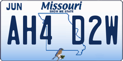 MO license plate AH4D2W