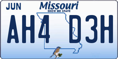 MO license plate AH4D3H