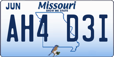 MO license plate AH4D3I