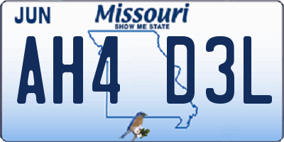 MO license plate AH4D3L