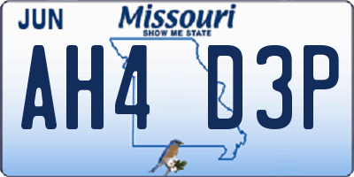 MO license plate AH4D3P