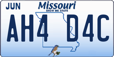 MO license plate AH4D4C