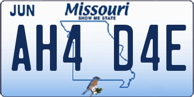 MO license plate AH4D4E