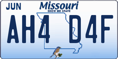 MO license plate AH4D4F