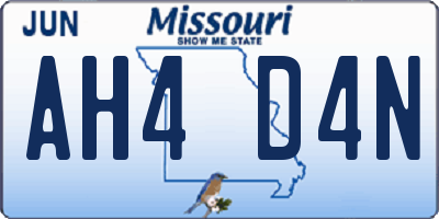 MO license plate AH4D4N