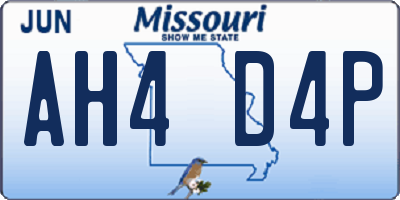 MO license plate AH4D4P