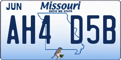 MO license plate AH4D5B
