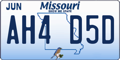 MO license plate AH4D5D