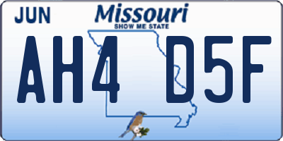 MO license plate AH4D5F