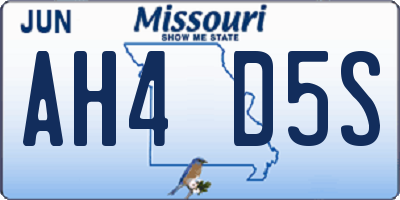 MO license plate AH4D5S