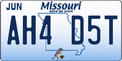 MO license plate AH4D5T
