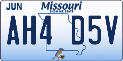 MO license plate AH4D5V