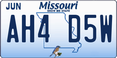 MO license plate AH4D5W