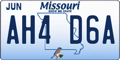 MO license plate AH4D6A