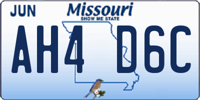 MO license plate AH4D6C
