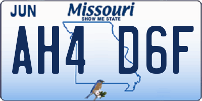 MO license plate AH4D6F