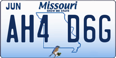 MO license plate AH4D6G