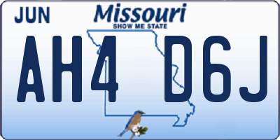 MO license plate AH4D6J