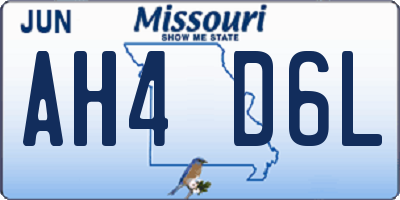 MO license plate AH4D6L