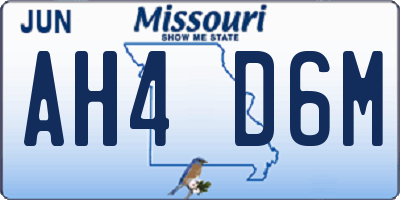 MO license plate AH4D6M